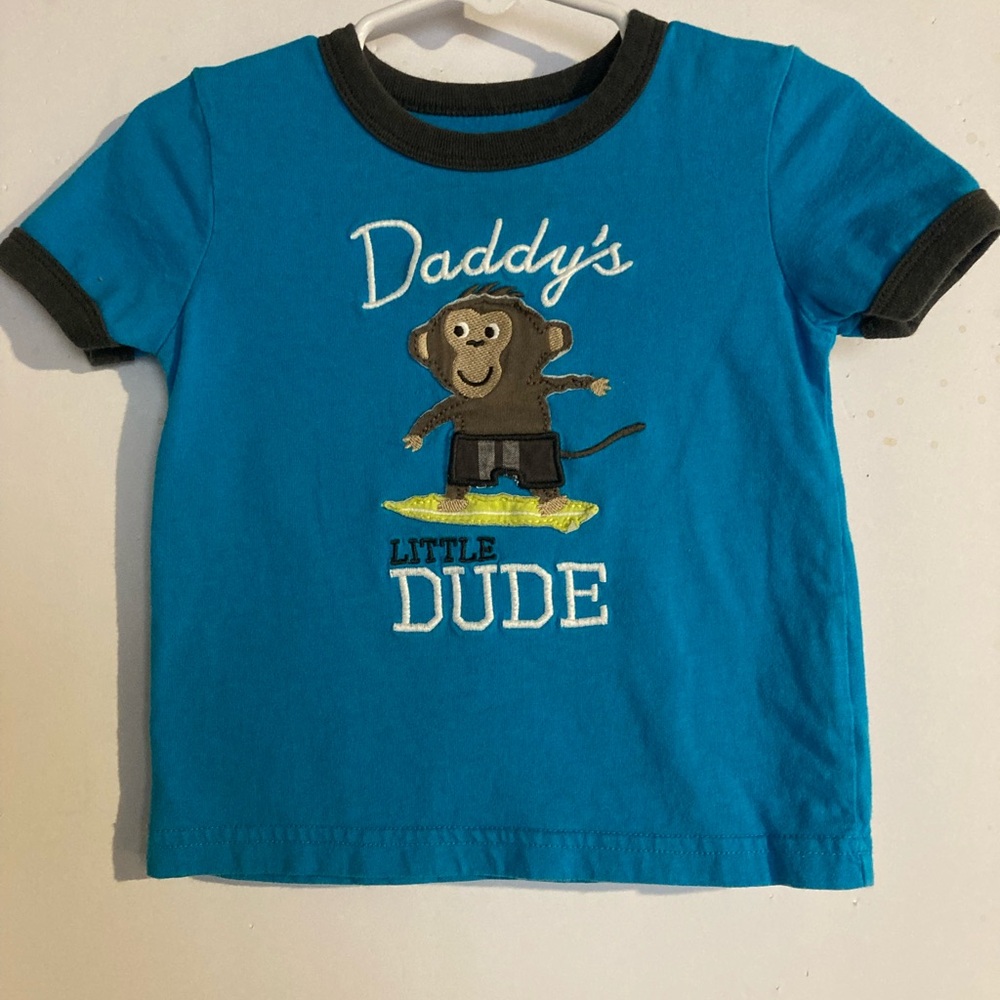 Carter’s brand Blue Monkey Graphic Kids T-Shirt “Daddy’s Little Dude
